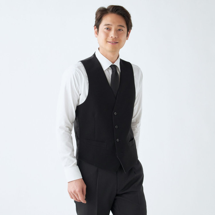 BL】【年間】リバーシブルジレ(ベスト)/ブラック×ソリッド＆グレー